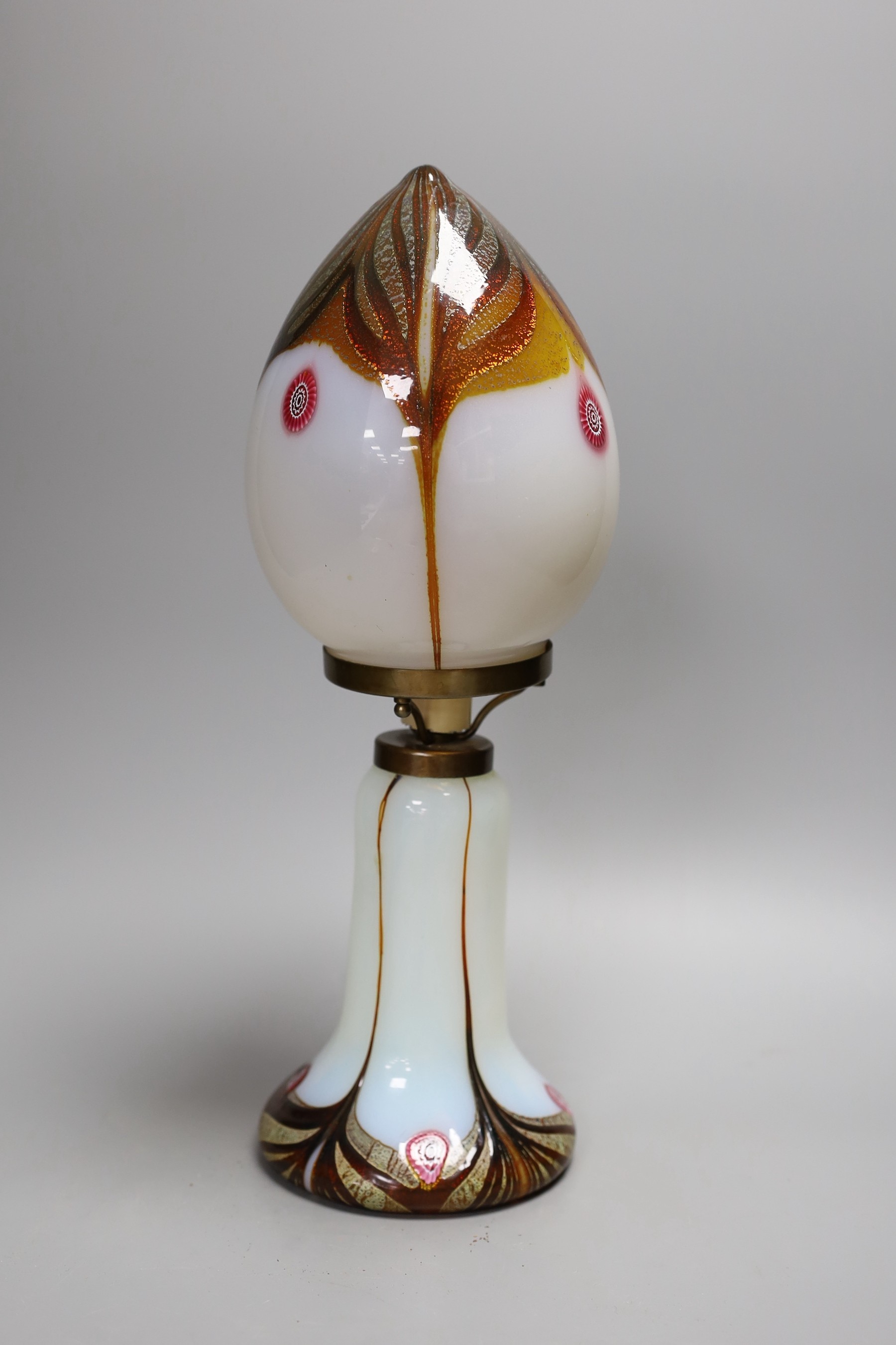 An Aldo Nason Murano glass lamp, 37cm tall